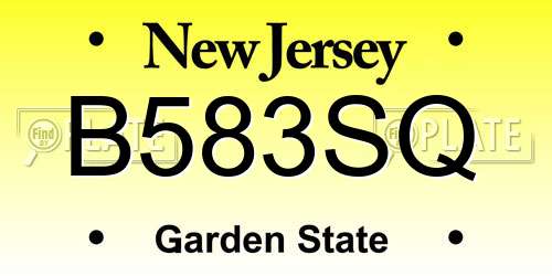 B583SQ New Jersey License Plate