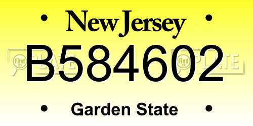 B584602 New Jersey License Plate