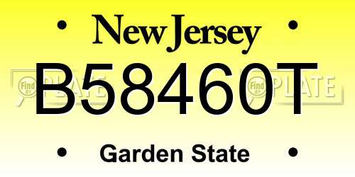 B58460T New Jersey License Plate