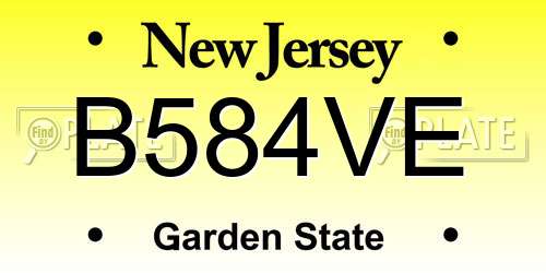 B584VE New Jersey License Plate