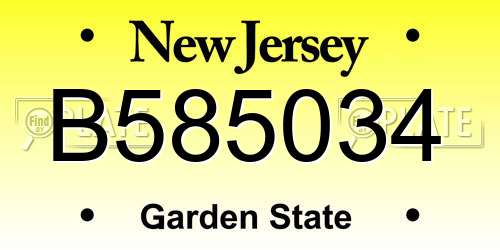 B585034 New Jersey License Plate