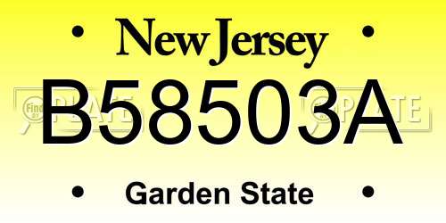 B58503A New Jersey License Plate
