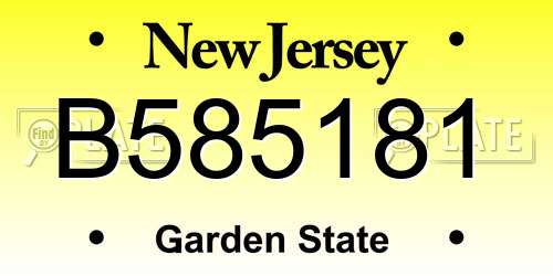 B585181 New Jersey License Plate