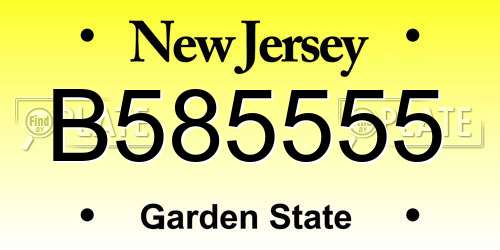 B585555 New Jersey License Plate