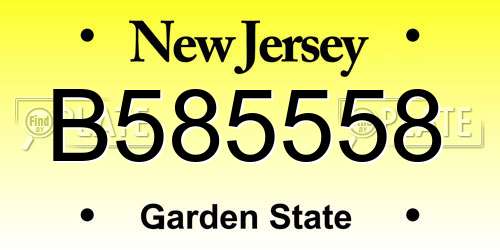 B585558 New Jersey License Plate