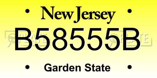 B58555B New Jersey License Plate