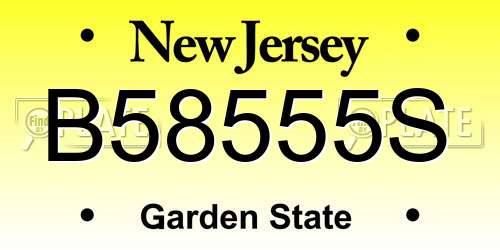 B58555S New Jersey License Plate
