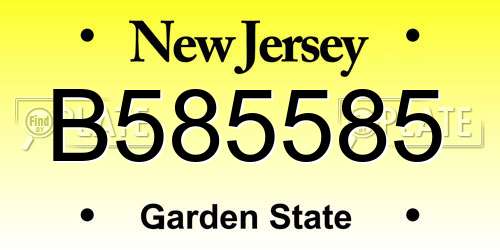 B585585 New Jersey License Plate