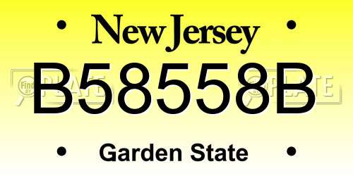 B58558B New Jersey License Plate