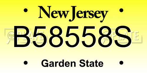 B58558S New Jersey License Plate