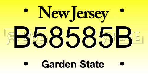 B58585B New Jersey License Plate