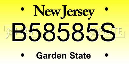 B58585S New Jersey License Plate