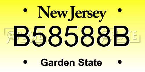 B58588B New Jersey License Plate
