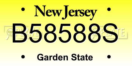 B58588S New Jersey License Plate