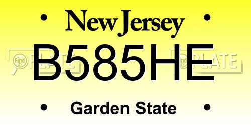 B585HE New Jersey License Plate