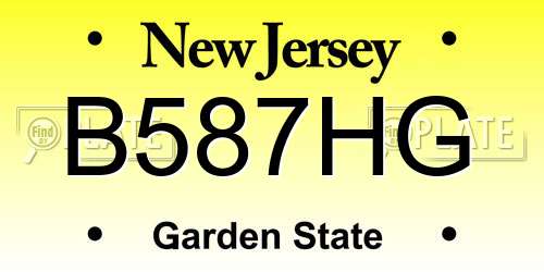 B587HG New Jersey License Plate