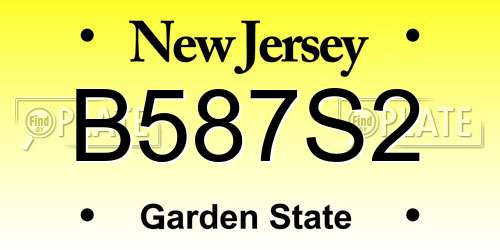 B587S2 New Jersey License Plate