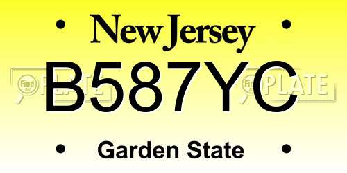 B587YC New Jersey License Plate