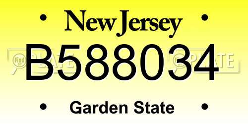 B588034 New Jersey License Plate
