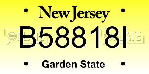B58818I New Jersey License Plate