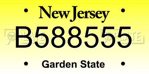 B588555 New Jersey License Plate