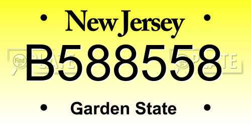 B588558 New Jersey License Plate