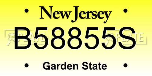 B58855S New Jersey License Plate