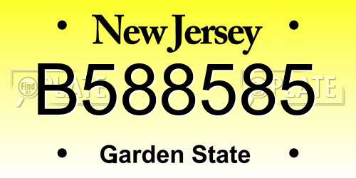 B588585 New Jersey License Plate
