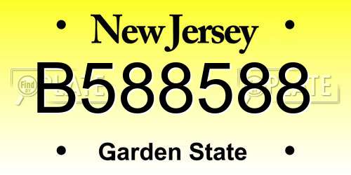 B588588 New Jersey License Plate