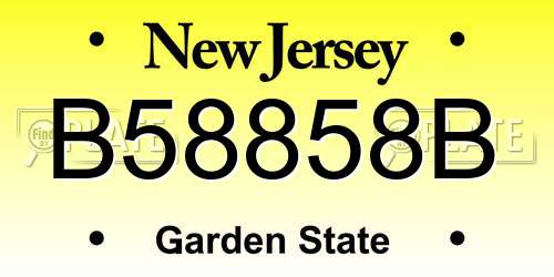 B58858B New Jersey License Plate