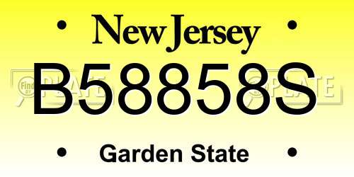 B58858S New Jersey License Plate