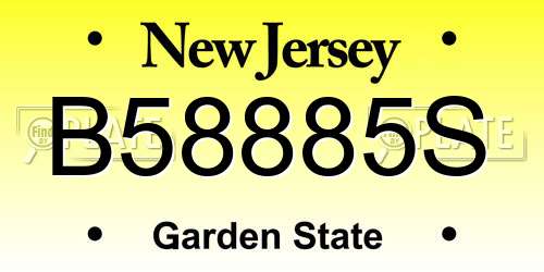 B58885S New Jersey License Plate