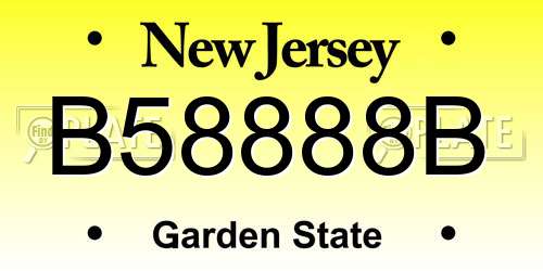 B58888B New Jersey License Plate