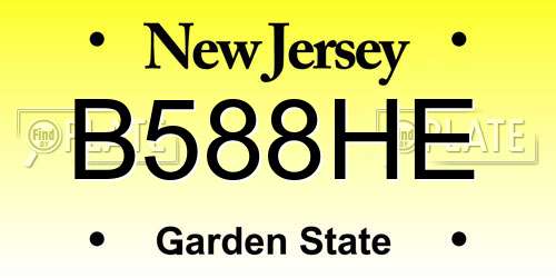 B588HE New Jersey License Plate