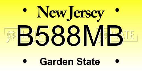 B588MB New Jersey License Plate
