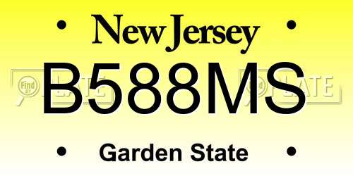 B588MS New Jersey License Plate