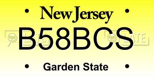 B58BCS New Jersey License Plate