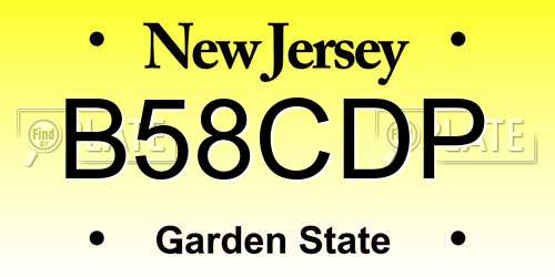 B58CDP New Jersey License Plate