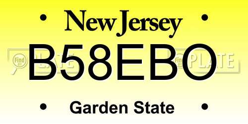 B58EBO New Jersey License Plate