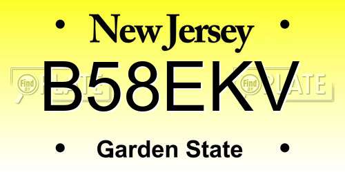 B58EKV New Jersey License Plate