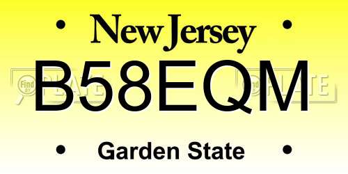B58EQM New Jersey License Plate