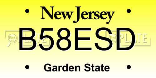 B58ESD New Jersey License Plate
