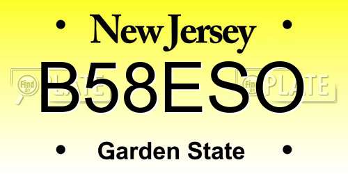 B58ESO New Jersey License Plate