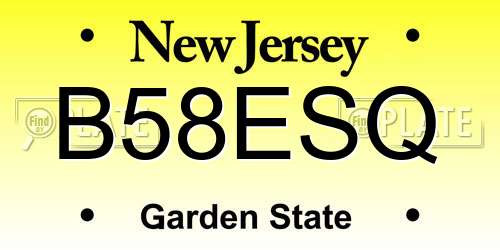 B58ESQ New Jersey License Plate