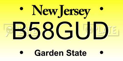 B58GUD New Jersey License Plate