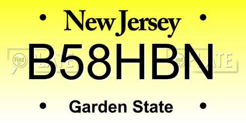 B58HBN New Jersey License Plate