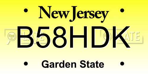 B58HDK New Jersey License Plate