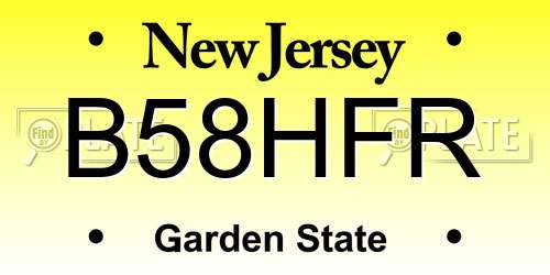 B58HFR New Jersey License Plate