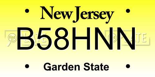 B58HNN New Jersey License Plate