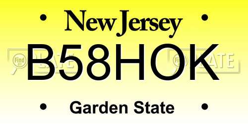 B58HOK New Jersey License Plate
